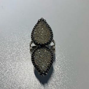 Sterling Silver 925 Druzy Crawler Ring
